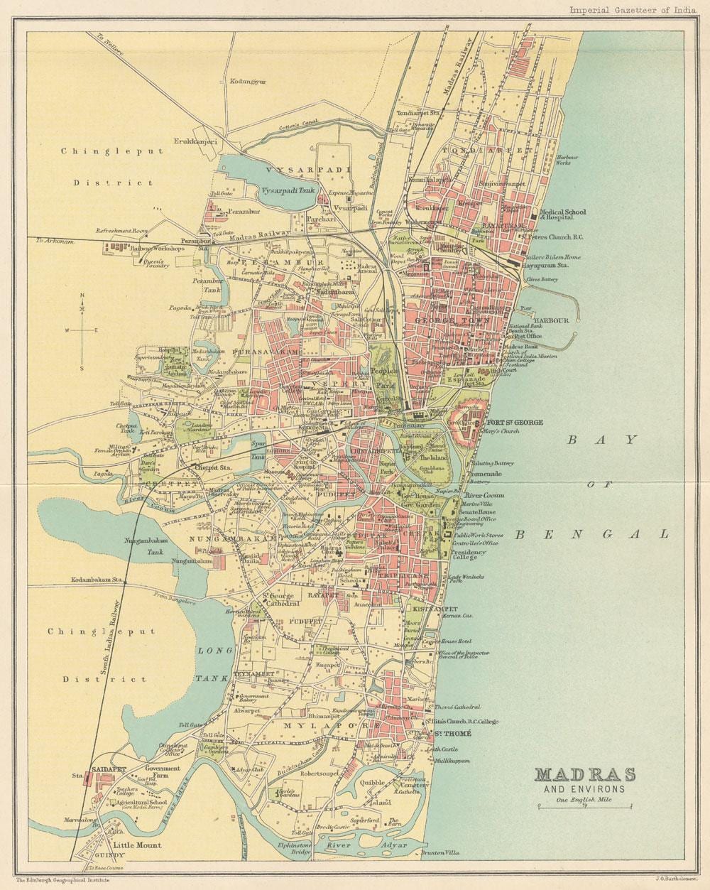 köhnə xəritəsi Chennai