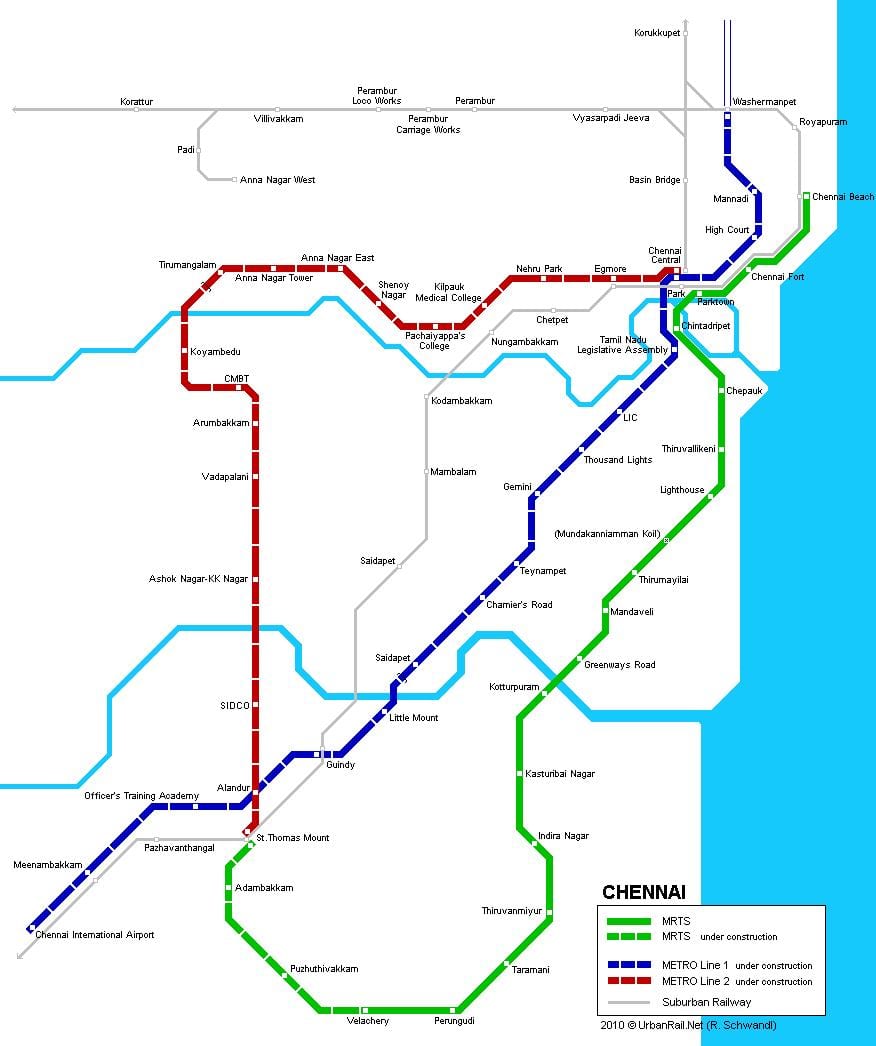 Metro stansiyası chennai xəritə